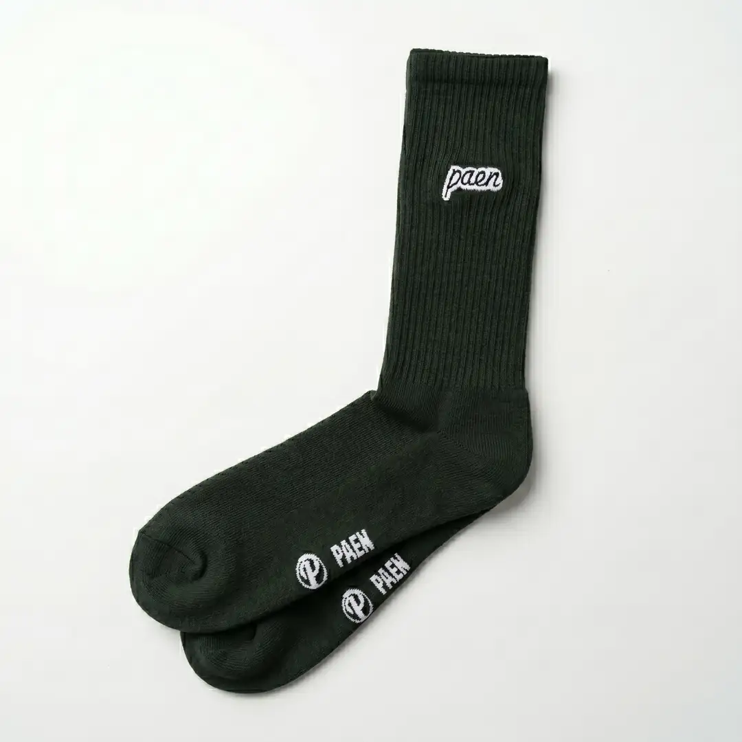 PAEN Classic Unisex Fitilli Havlu Çorap - Yeşil
