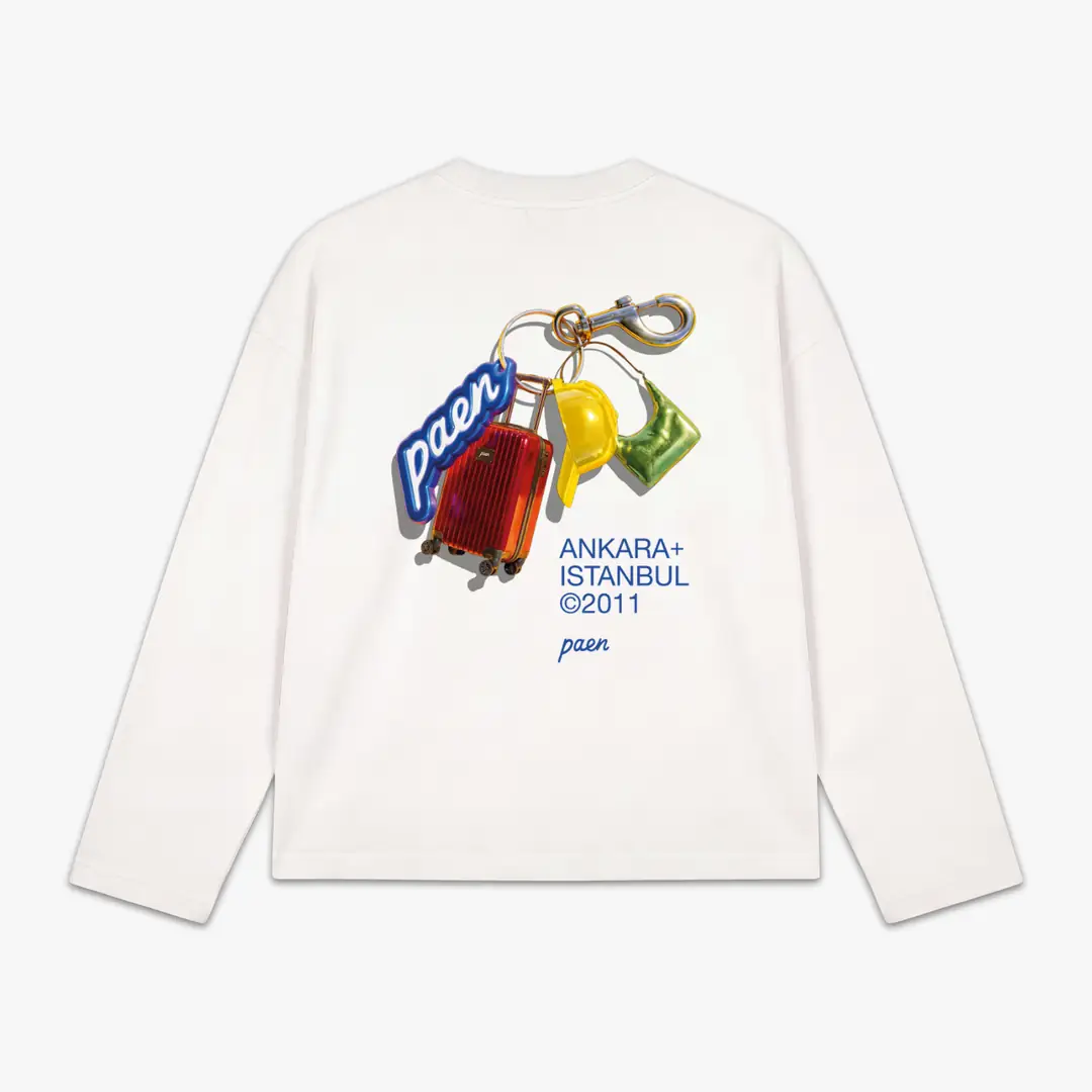PAEN Unisex Oversize Uzun Kollu T-shirt - On The Go Beyaz