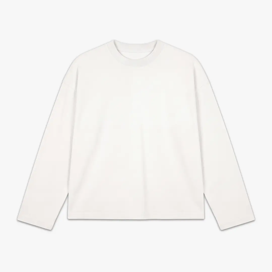PAEN Unisex Oversize Uzun Kollu T-shirt - Ekru