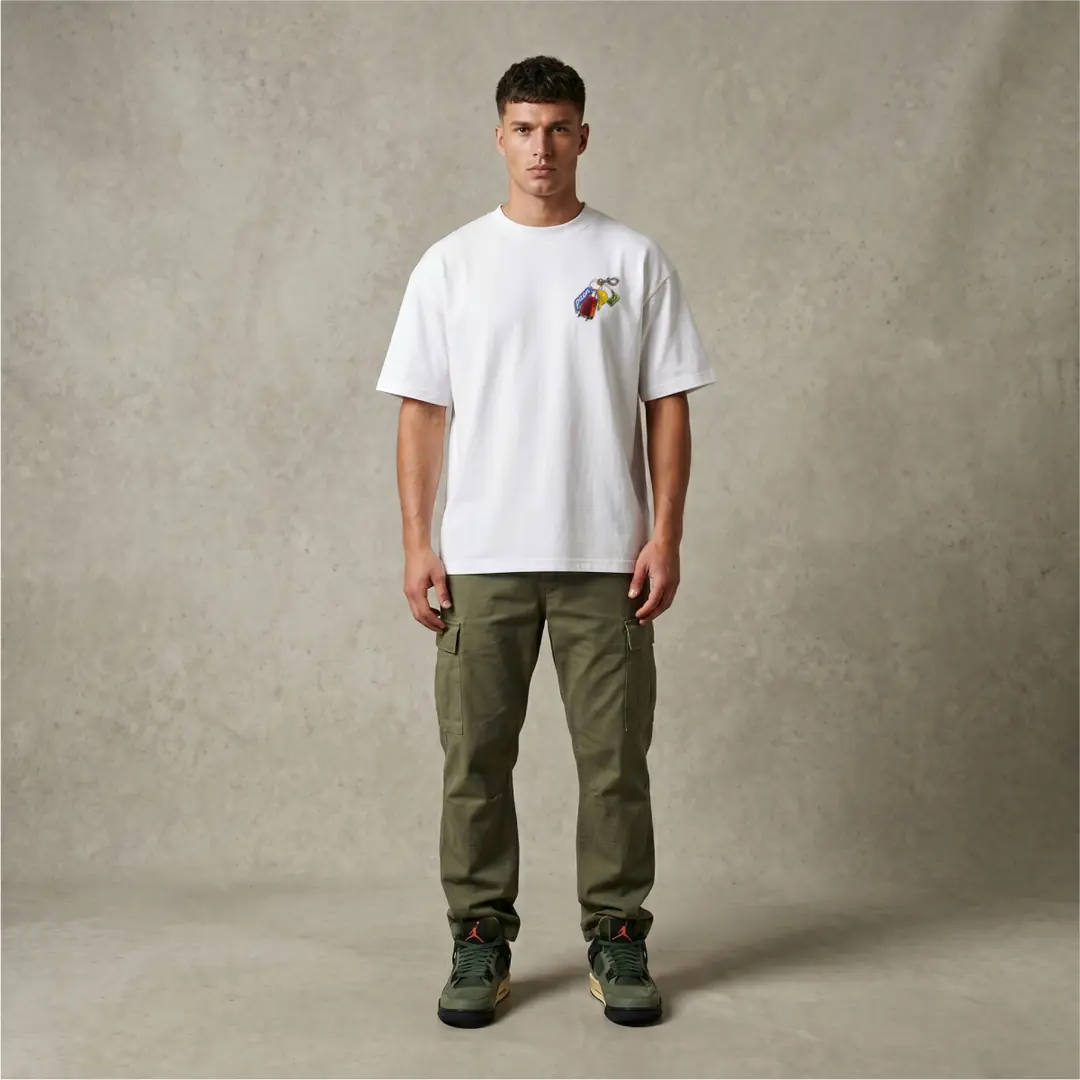 PAEN Unisex Oversize T-shirt - On The Go Beyaz